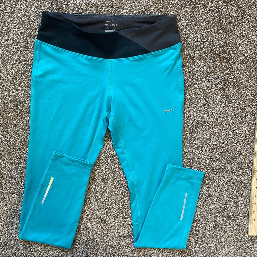 Nike Dri Fit Women’s Medium Running Athletic Leggings Aqua Teal Blue